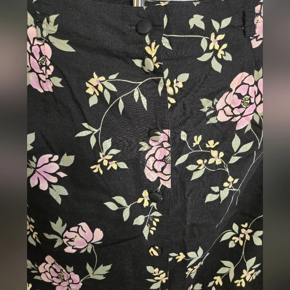 Vintage Prophecy by Sage Harbour Floral Midi Skirt Black Pink Size M